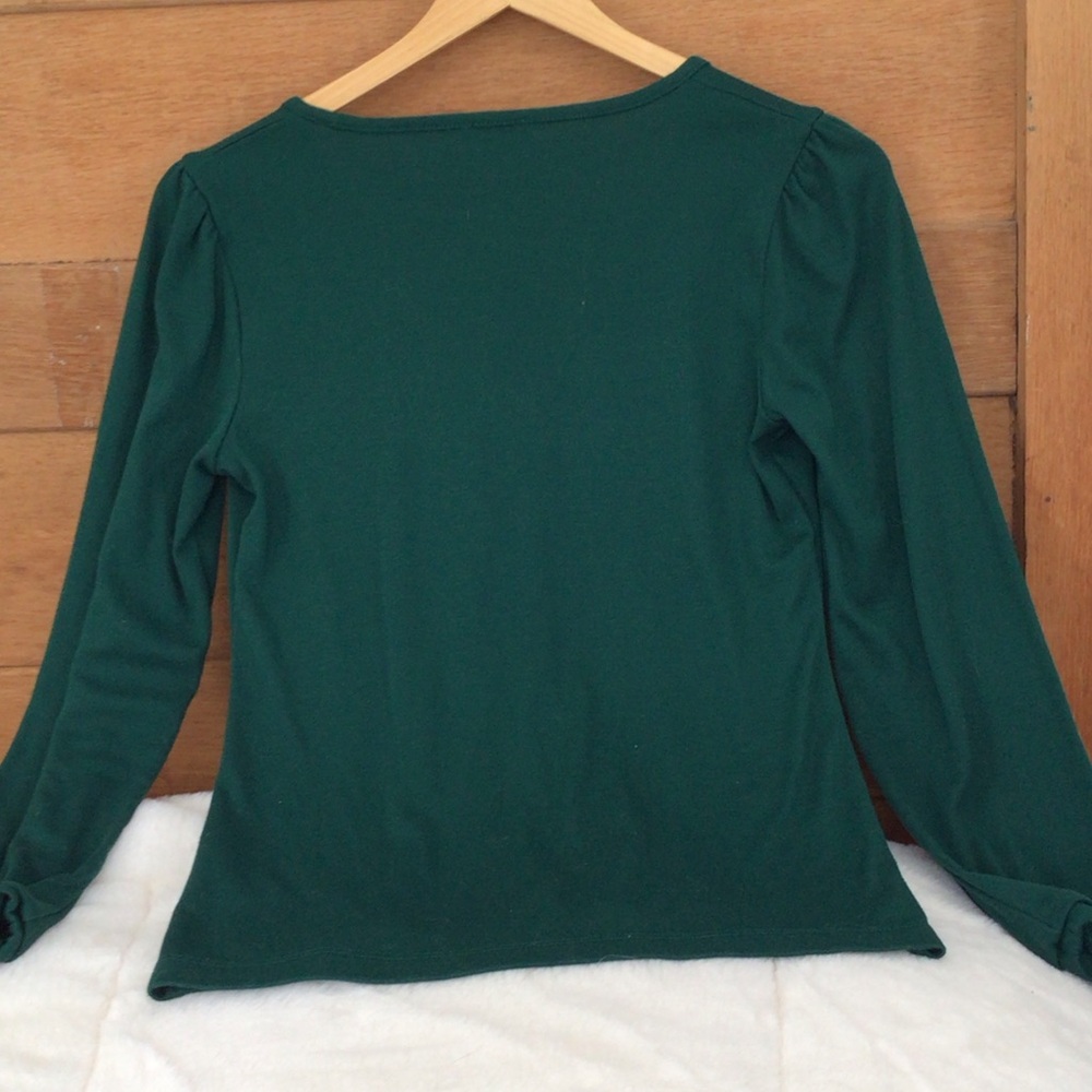 J.Crew Deep Emerald Green V-Neck Blouse XS - Picture 2 of 14